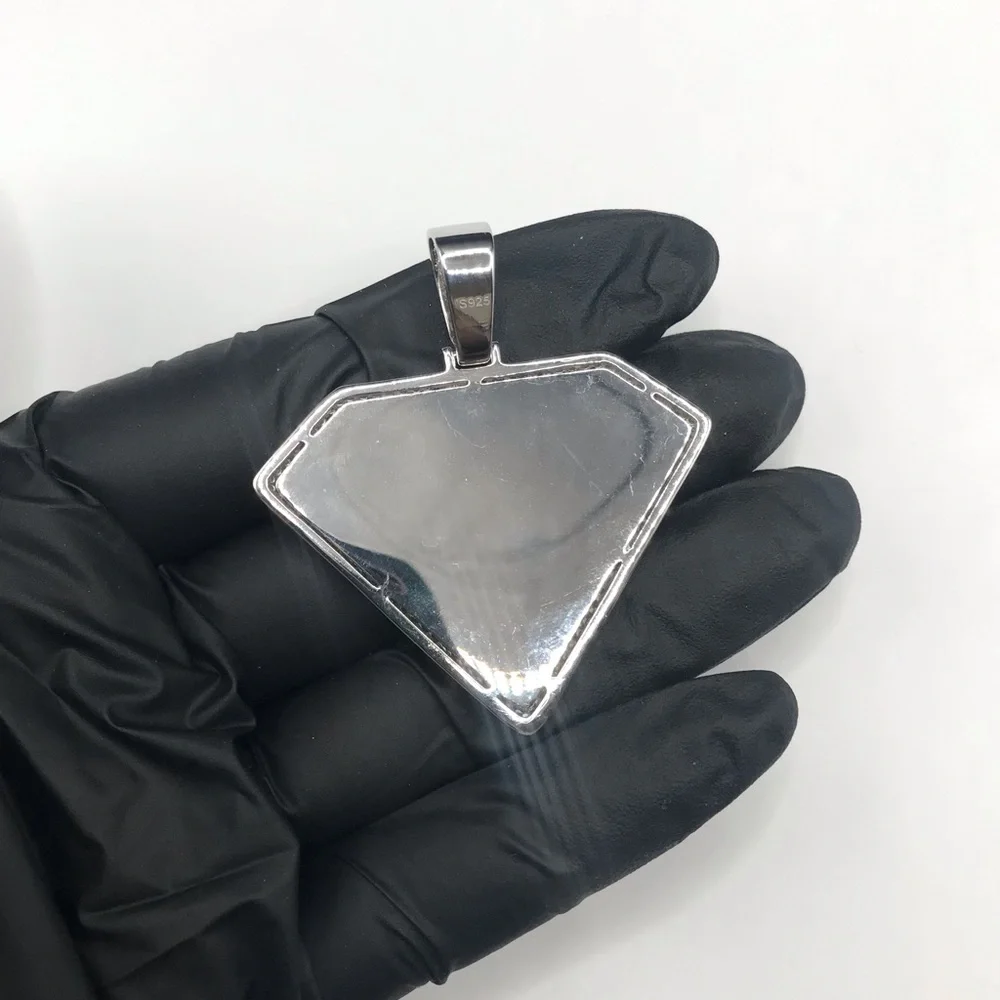 925 Sterling Silver Pave Superman Pendant 3.30CTW  MOISSANITE